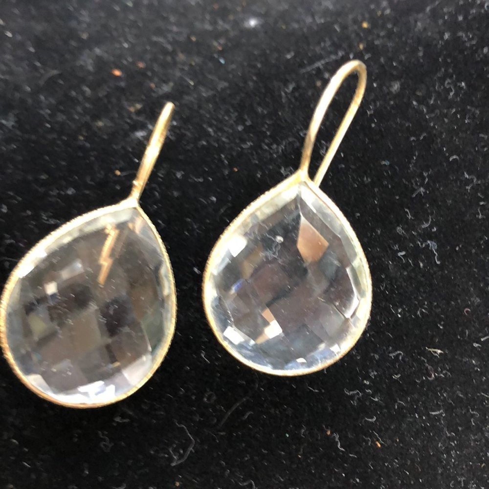 Clear glass Earrings Gold tone